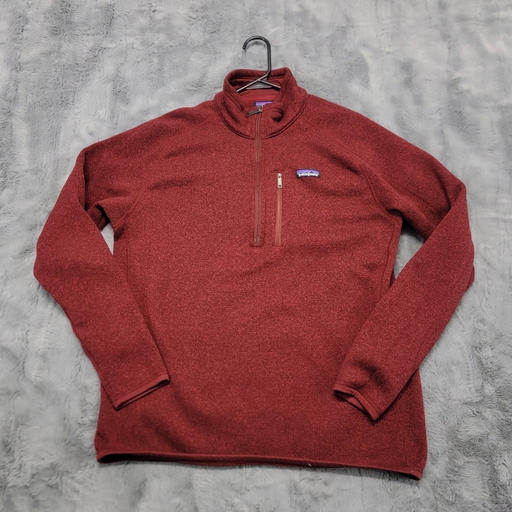 Patagonia Better Sweater 1/4 Zip Pullover Mens Large Red Fleece Knit Pockets